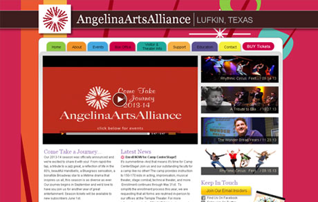 Angelina Arts Alliance website screenshot