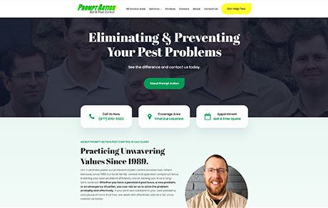 Prompt Action Pest website homepage